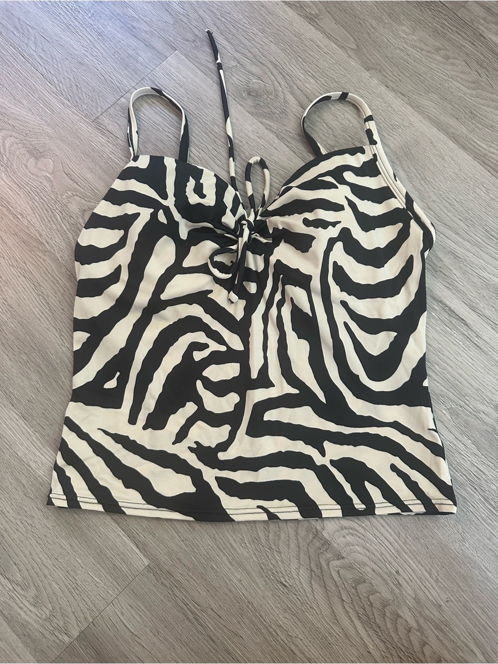 Victoria's Secret Black & Cream Zebra Print Swim Cami